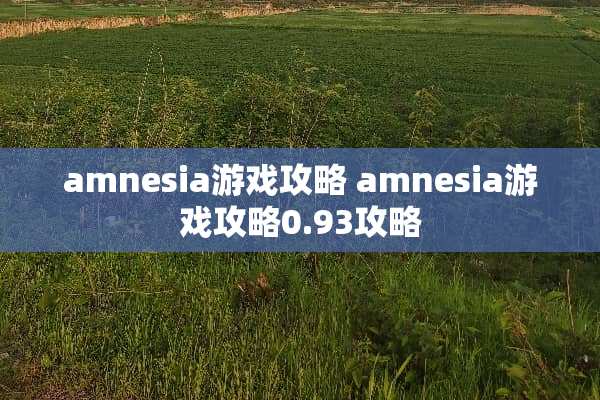 amnesia游戏攻略 amnesia游戏攻略0.93攻略