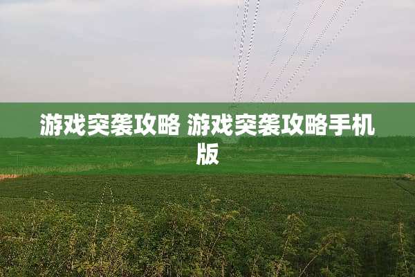 游戏突袭攻略 游戏突袭攻略手机版