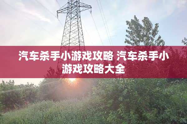 汽车杀手小游戏攻略 汽车杀手小游戏攻略大全