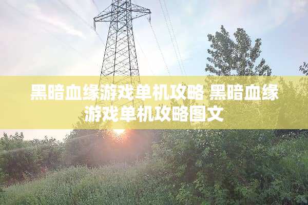 黑暗血缘游戏单机攻略 黑暗血缘游戏单机攻略图文