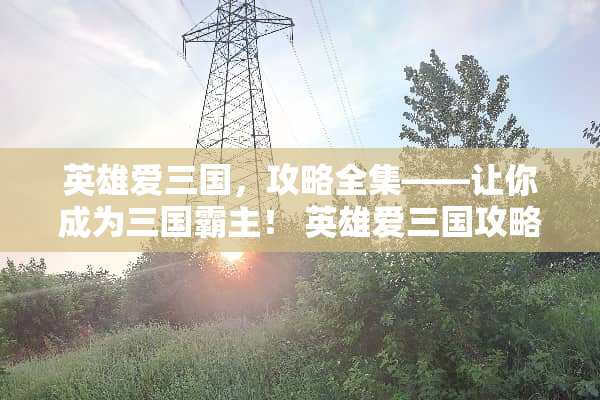 英雄爱三国，攻略全集——让你成为三国霸主！ 英雄爱三国攻略