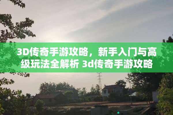 3D传奇手游攻略，新手入门与高级玩法全解析 3d传奇手游攻略