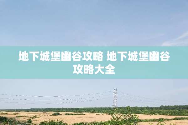 **城堡幽谷攻略**城堡幽谷攻略大全