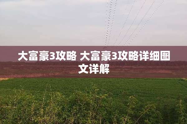 大富豪3攻略 大富豪3攻略详细图文详解