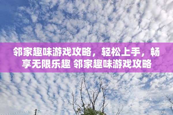 邻家趣味游戏攻略，轻松上手，畅享无限乐趣 邻家趣味游戏攻略