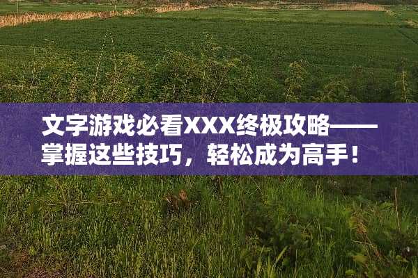 文字游戏必看XXX终极攻略——掌握这些技巧，轻松成为高手！ 文字游戏大口攻略