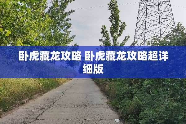 卧虎藏龙攻略 卧虎藏龙攻略超详细版