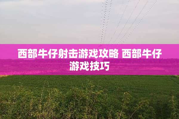 西部牛仔射击游戏攻略 西部牛仔游戏技巧