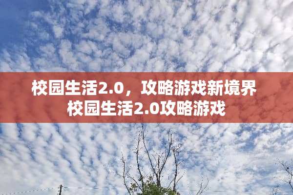 校园生活2.0，攻略游戏新境界 校园生活2.0攻略游戏