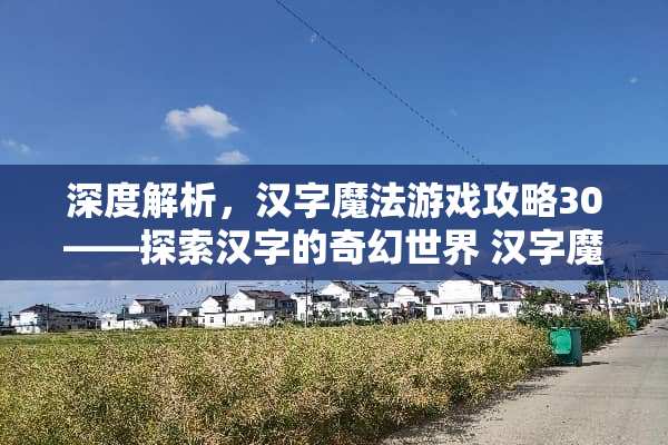 深度解析，汉字魔法游戏攻略30——探索汉字的奇幻世界 汉字魔法游戏攻略30
