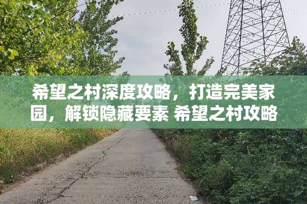 希望之村深度攻略，打造完美家园，解锁隐藏要素 希望之村攻略