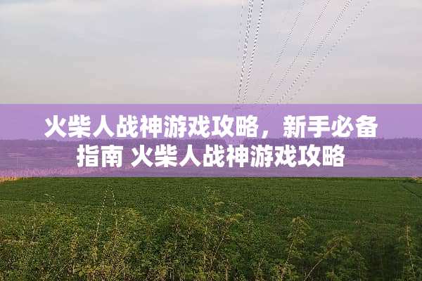 火柴人战神游戏攻略，新手必备指南 火柴人战神游戏攻略