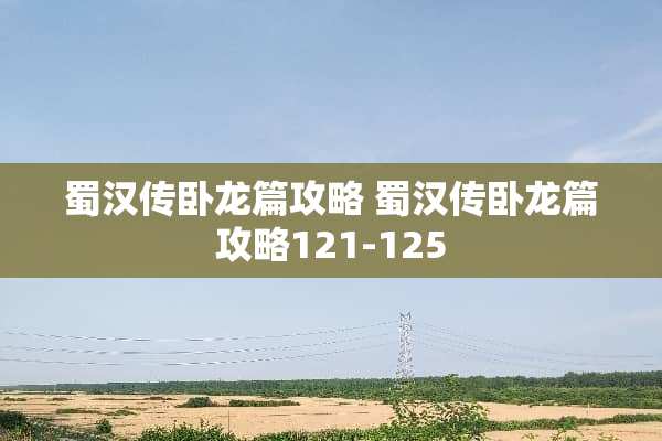 蜀汉传卧龙篇攻略 蜀汉传卧龙篇攻略121-125