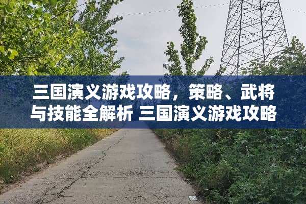 三国演义游戏攻略，策略、武将与技能全解析 三国演义游戏攻略