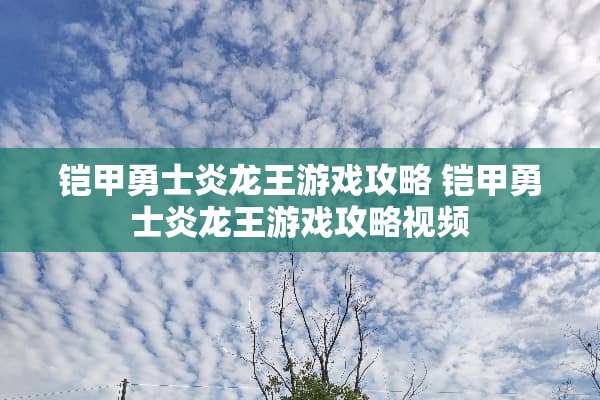 铠甲勇士炎龙王游戏攻略 铠甲勇士炎龙王游戏攻略视频