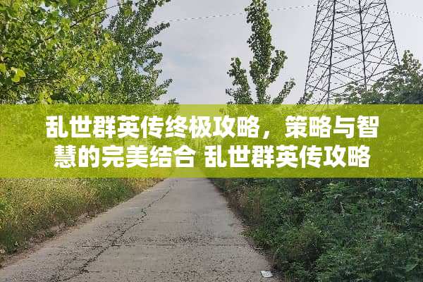 乱世群英传终极攻略，策略与智慧的完美结合 乱世群英传攻略