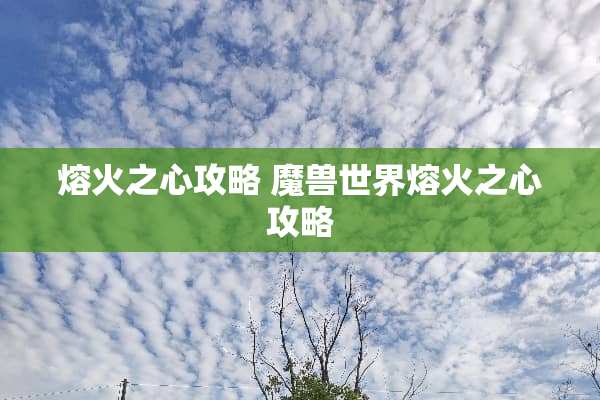 熔火之心攻略 魔兽世界熔火之心攻略