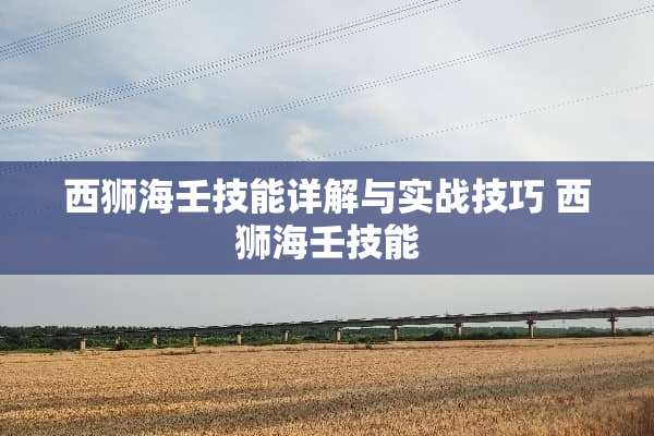 西狮海壬技能详解与实战技巧 西狮海壬技能