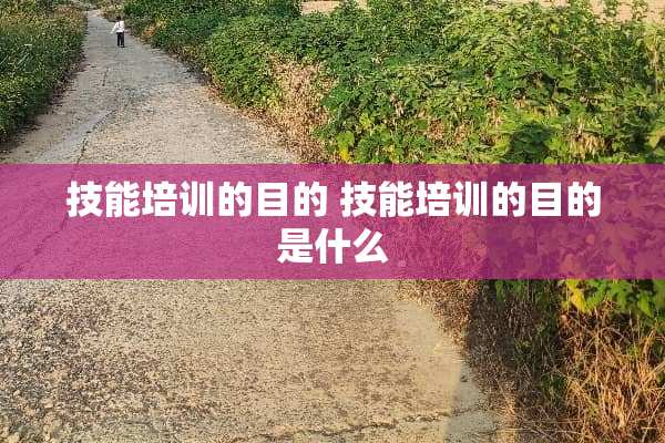 技能培训的目的 技能培训的目的是什么