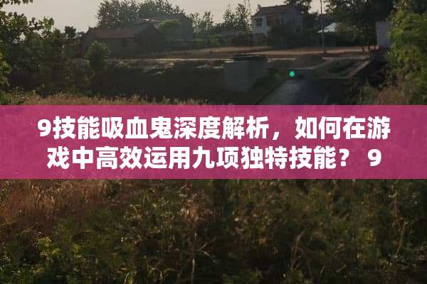 9技能吸血鬼深度解析，如何在游戏中高效运用九项独特技能？ 9技能吸血鬼