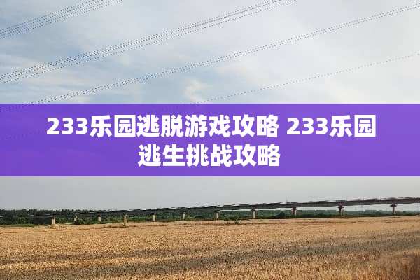 233乐园逃脱游戏攻略 233乐园逃生挑战攻略