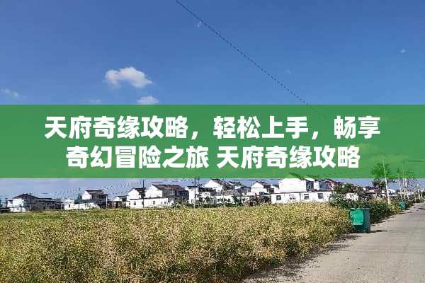 天府奇缘攻略，轻松上手，畅享奇幻冒险之旅 天府奇缘攻略