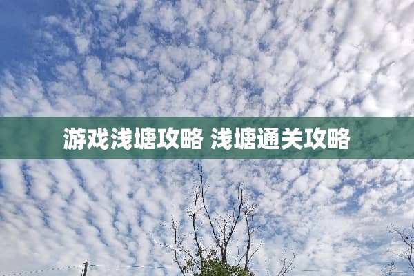游戏浅塘攻略 浅塘通关攻略