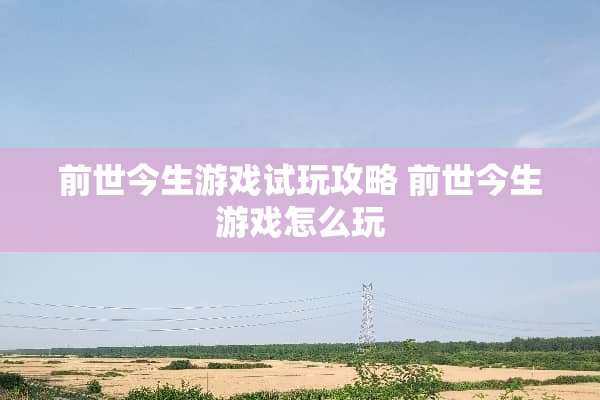 前世今生游戏试玩攻略 前世今生游戏怎么玩