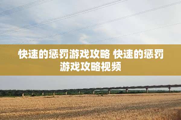 快速的惩罚游戏攻略 快速的惩罚游戏攻略视频