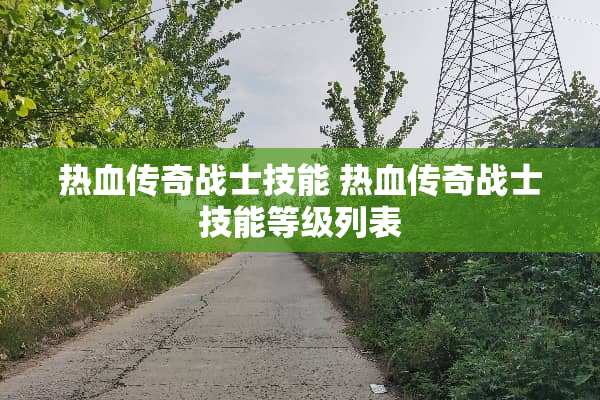 热血传奇战士技能 热血传奇战士技能等级列表