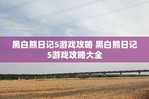 黑白熊日记5游戏攻略 黑白熊日记5游戏攻略大全