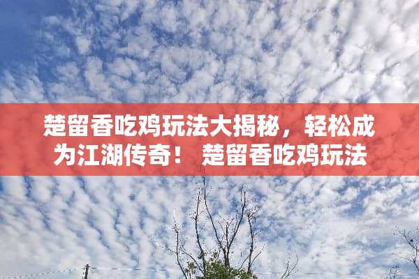 楚留香吃鸡玩法大揭秘，轻松成为江湖传奇！ 楚留香吃鸡玩法