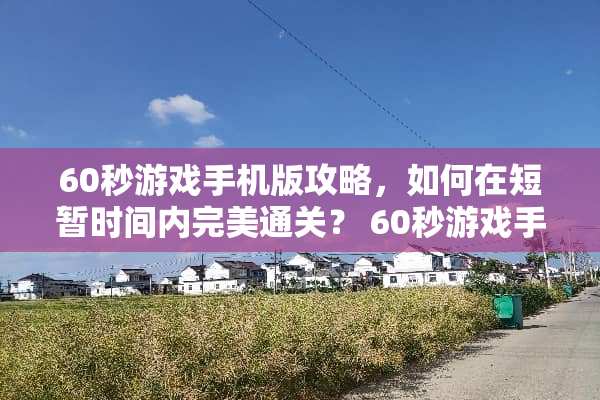 60秒游戏手机版攻略，如何在短暂时间内完美通关？ 60秒游戏手机版攻略