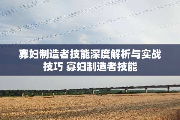 **制造者技能深度解析与实战技巧**制造者技能