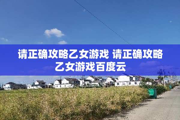 请正确攻略乙女游戏 请正确攻略乙女游戏百度云