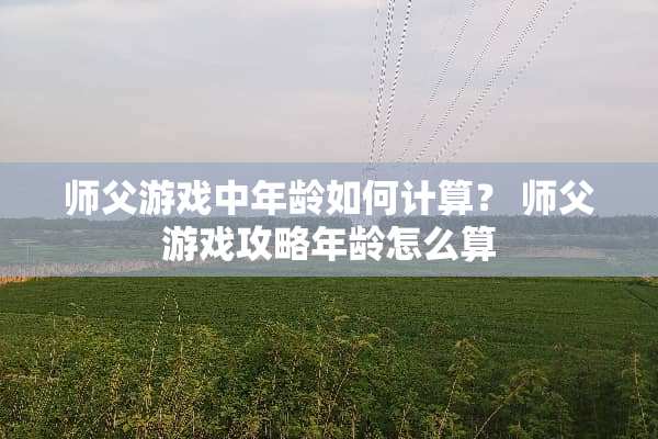师父游戏中年龄如何计算？ 师父游戏攻略年龄怎么算