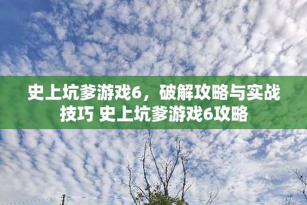 史上坑爹游戏6，**攻略与实战技巧 史上坑爹游戏6攻略