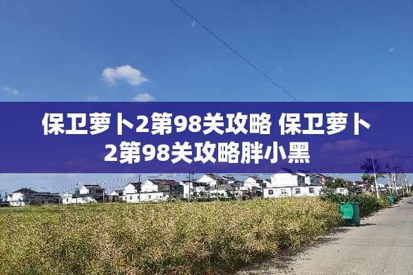 保卫萝卜2第98关攻略 保卫萝卜2第98关攻略胖小黑