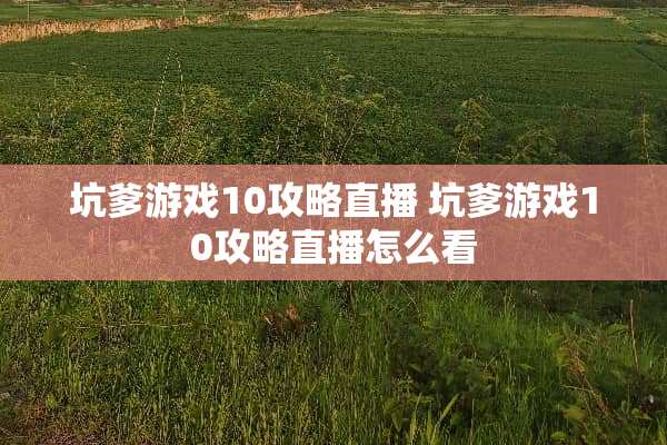 坑爹游戏10攻略直播 坑爹游戏10攻略直播怎么看
