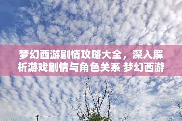 梦幻西游剧情攻略大全，深入解析游戏剧情与角色关系 梦幻西游剧情攻略大全