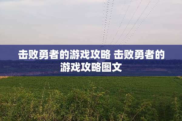 击败勇者的游戏攻略 击败勇者的游戏攻略图文