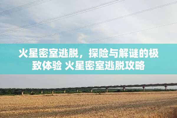 火星密室逃脱，探险与解谜的极致体验 火星密室逃脱攻略