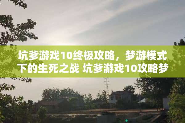 坑爹游戏10终极攻略，梦游模式下的生死之战 坑爹游戏10攻略梦游