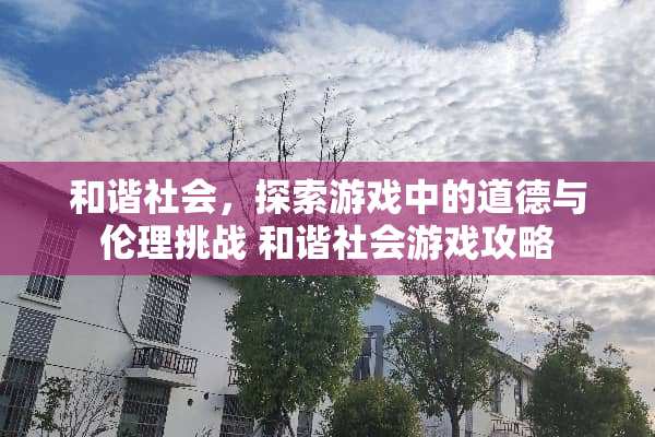 和谐社会，探索游戏中的道德与伦理挑战 和谐社会游戏攻略