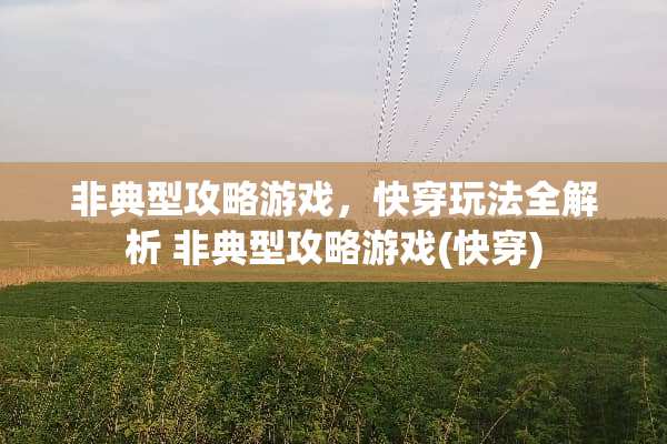 非典型攻略游戏，快穿玩法全解析 非典型攻略游戏(快穿)