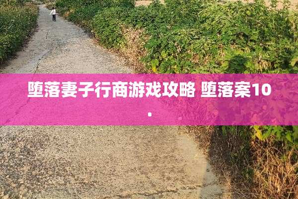 **妻子行商游戏攻略**案10.