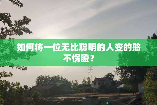 如何将一位无比聪明的人变的憨不愣瞪？