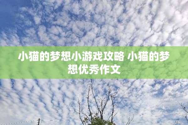 小猫的梦想小游戏攻略 小猫的梦想优秀作文