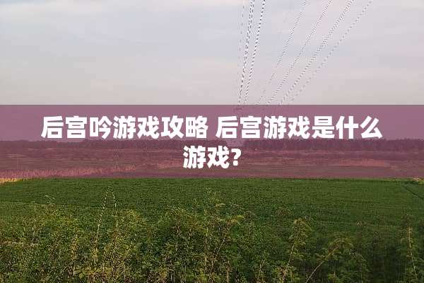 后宫吟游戏攻略 后宫游戏是什么游戏?