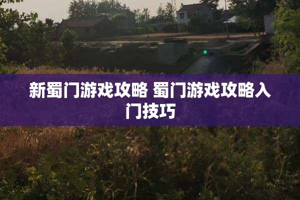 新蜀门游戏攻略 蜀门游戏攻略入门技巧